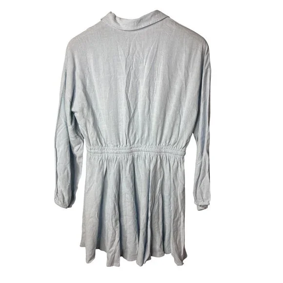 Kori Mini Shirt Dress Size L Shell Buttons 2 Pockets Elastic Waist Drawstring - Picture 2 of 4